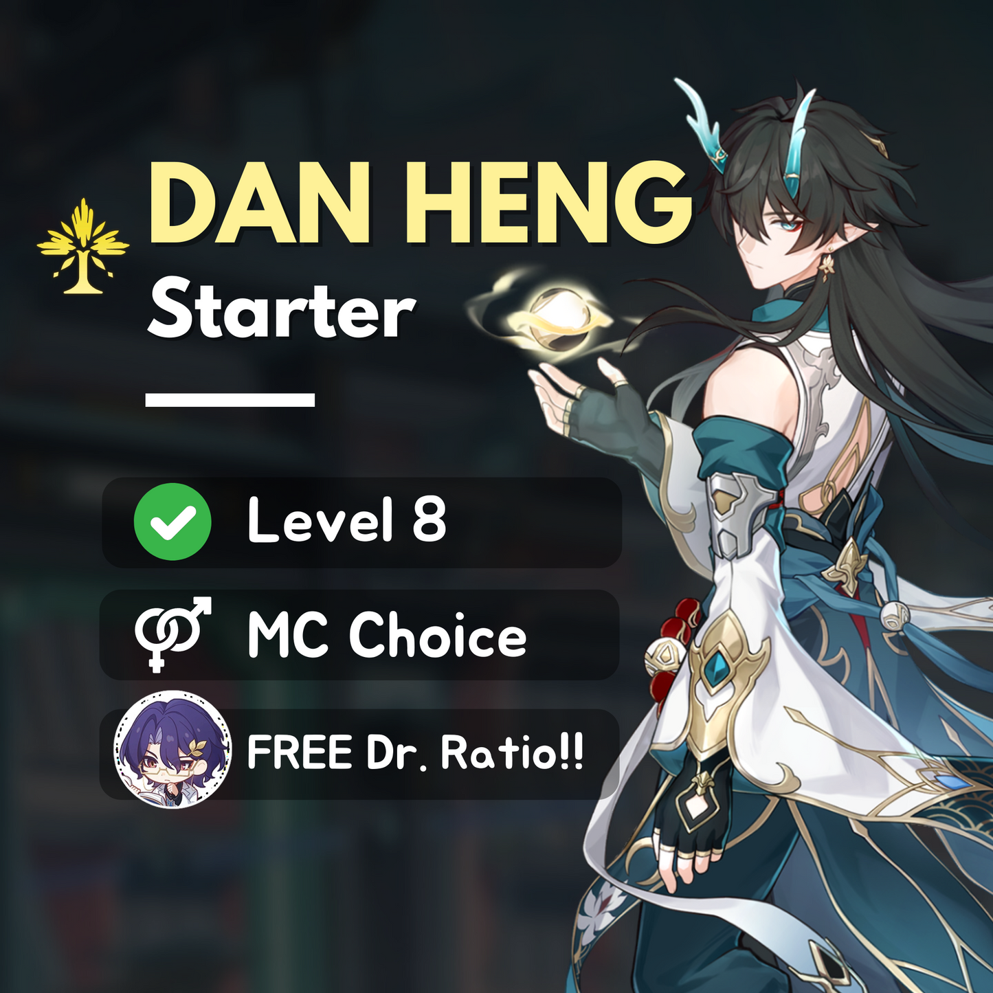 Honkai Star Rail Dan Heng • Imbibitor Lunae Starter Account with Bronya or Signature Lightcone