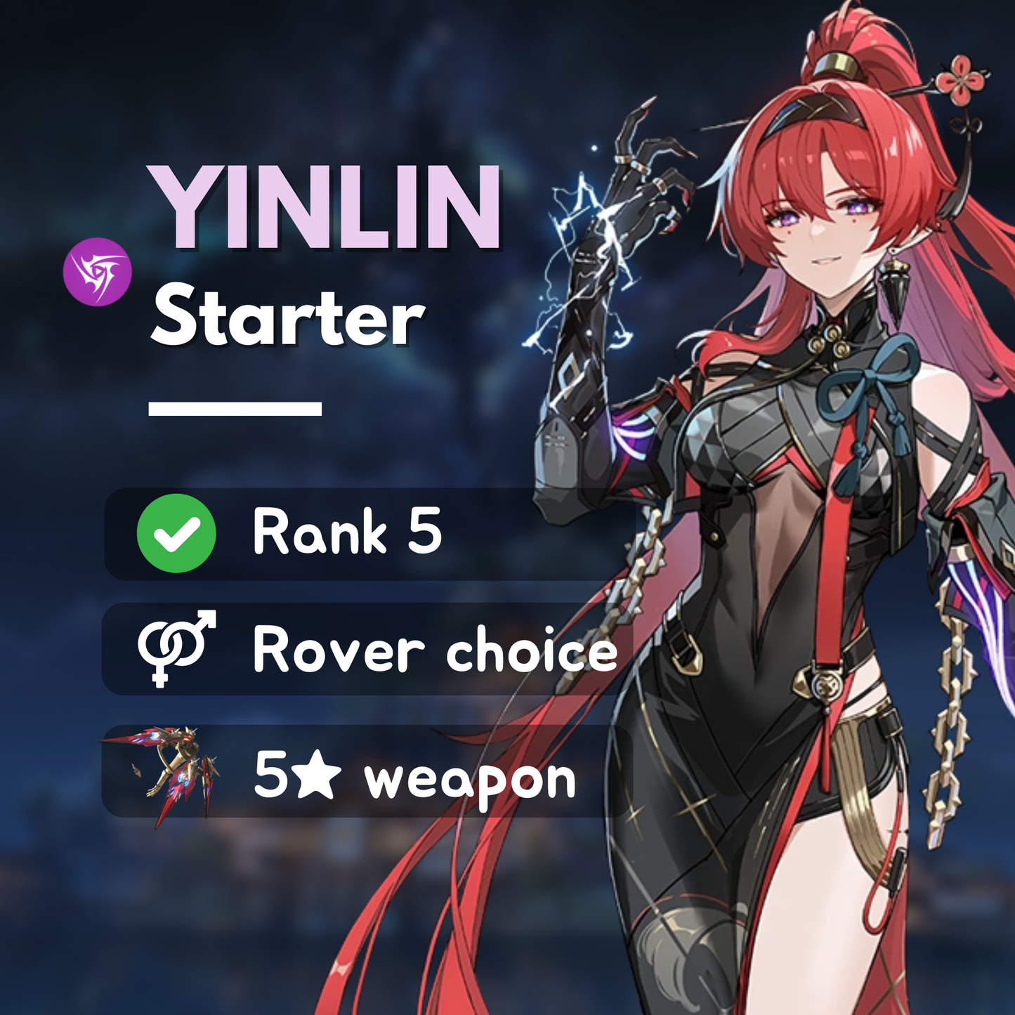 Wuthering Waves Yinlin Starter Account for All Servers including America, Europe and Asia featuring 5-star weapon Stringmaster